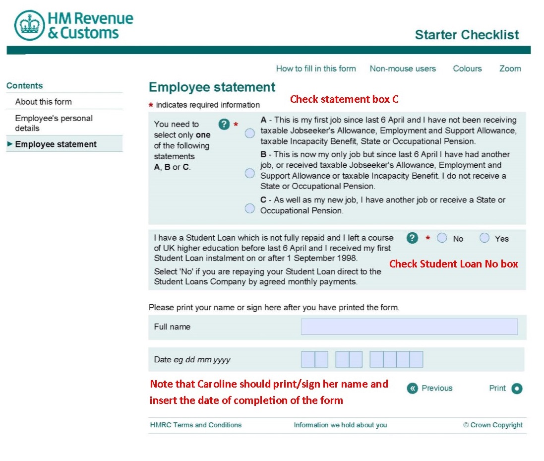 Hmrc Job Starter Form