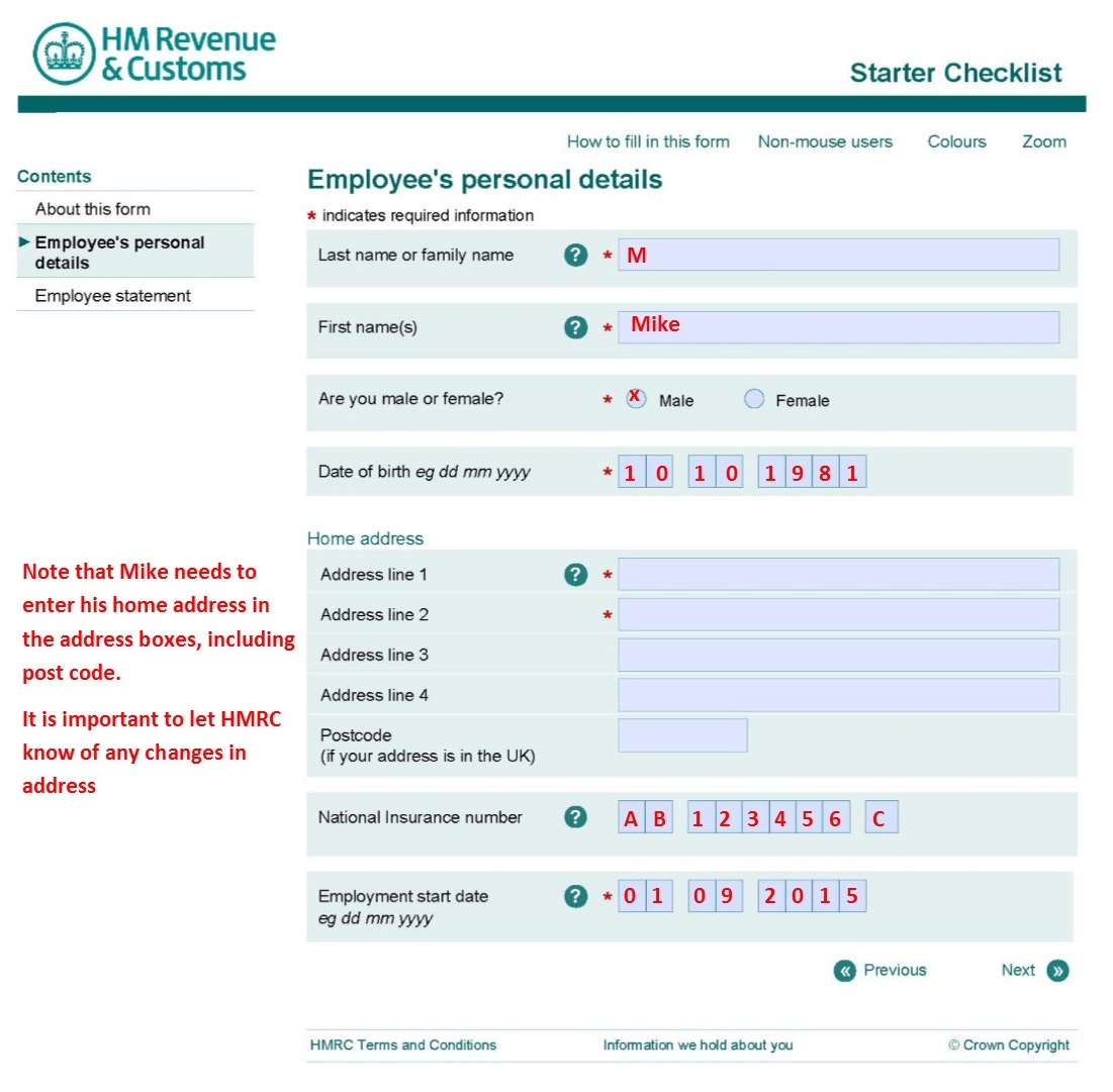 Starter checklist uk