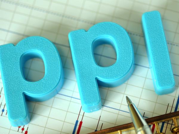 blue plastic letters spelling out 'PPI', background is squared paper with a graph drawn on it