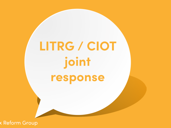 Illustration of a speech bubble with LITRG / CIOT joint response written inside
