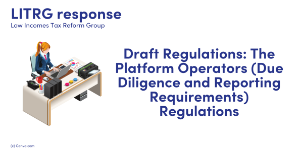 LITRG Response: Draft Regulations: The Platform Operators (Due Diligence and Reporting Requirements) Regulations image of a woman working on a laptop at her desk.