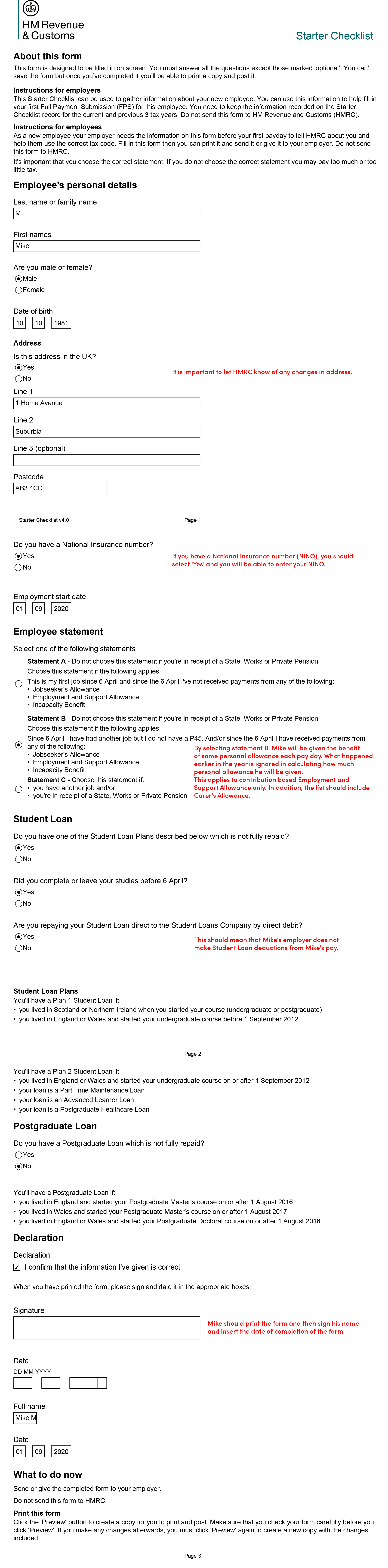 Pay As You Earn (PAYE) form: starter checklist | Low ...