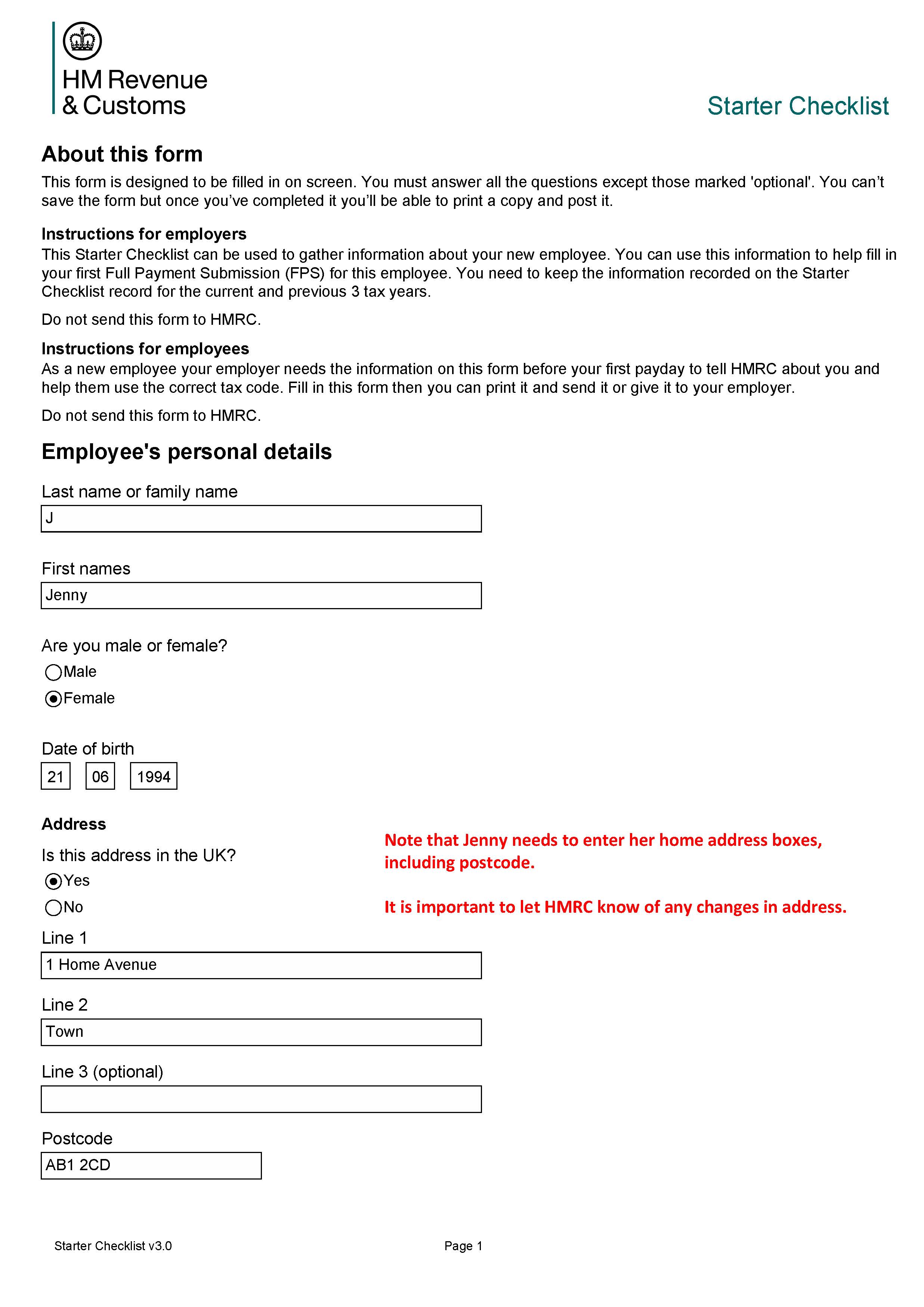 Pay As You Earn Paye Form Starter Checklist Low