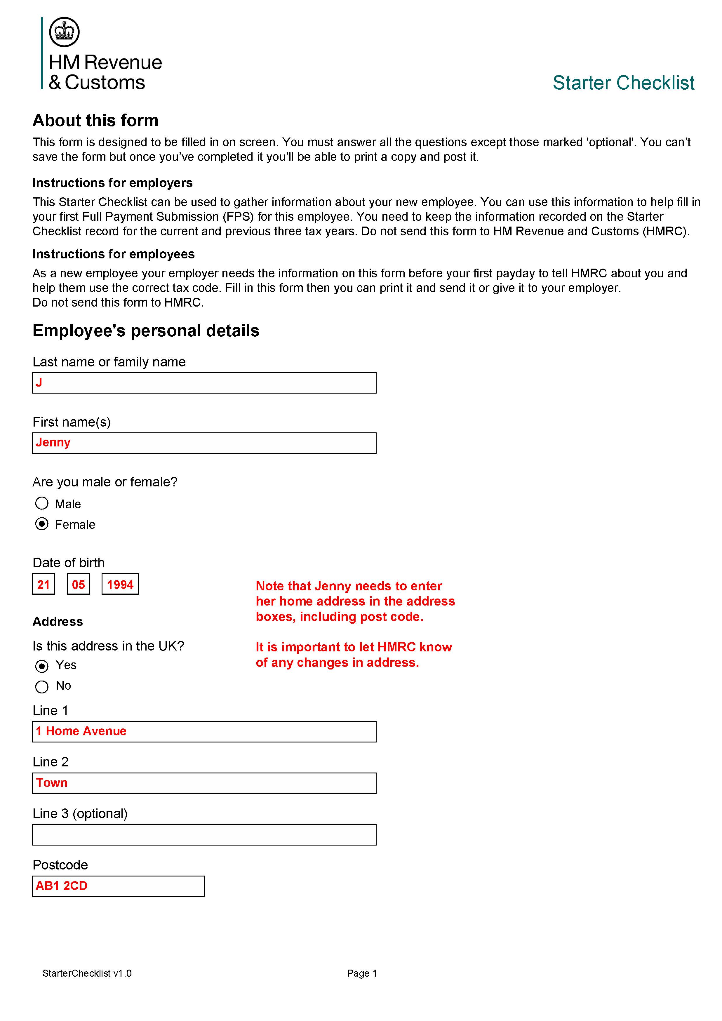 Printable New Starter Checklist