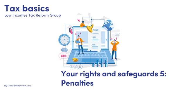Illustration of people around a laptop with a penalty document Illustration of people around a laptop with a penalty document