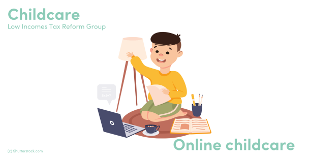 Illustration of a child looking at a laptop Illustration of a child looking at a laptop
