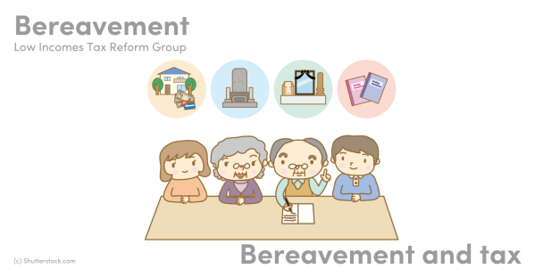 Illustration of people and icons of bereavement