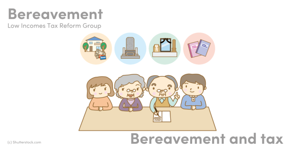 Illustration of people and icons of bereavement Illustration of people and icons of bereavement