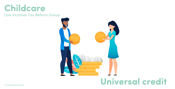 Image of a man and woman with a stack of coins Image of a man and woman with a stack of coins