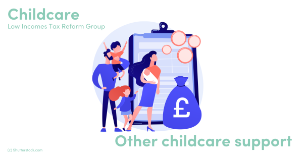 Illustration of a man, woman and children in front of a clipboard Illustration of a man, woman and children in front of a clipboard