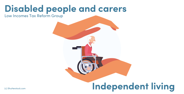Illustration of a man in a wheelchair with a hand above and below him Illustration of a man in a wheelchair with a hand above and below him