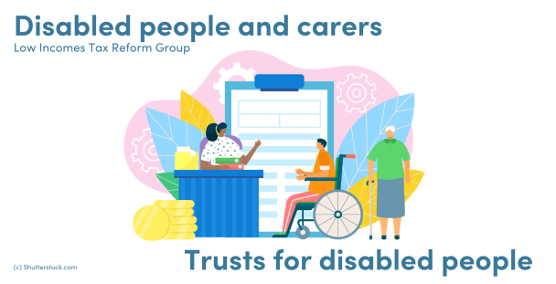 Illustration of a woman sitting at a desk, man in a wheelchair and elderly woman Illustration of a woman sitting at a desk, man in a wheelchair and elderly woman