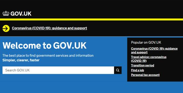 Image of the GOV.UK website home page from May 2020 Image of the GOV.UK website home page from May 2020
