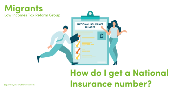 Illustration of two people next to a clipboard with the words National Insurance Number Illustration of two people next to a clipboard with the words National Insurance Number