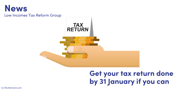 Illustration of a hand holding coins and a note saying tax return Illustration of a hand holding coins and a note saying tax return