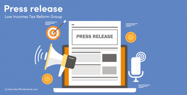 Press release. a coloured image of a speakerphone, a paper press release and microphone Press release. a coloured image of a speakerphone, a paper press release and microphone