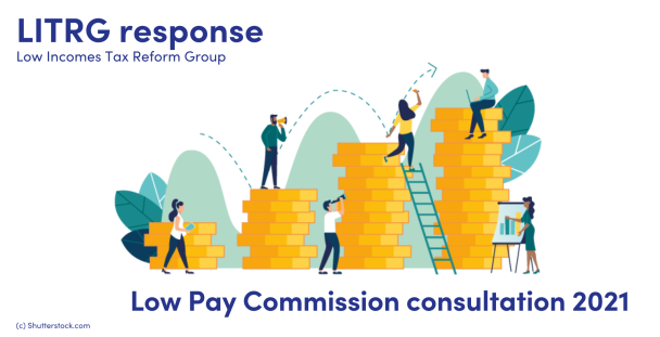 Illustration of people standing around piles of coins Illustration of people standing around piles of coins