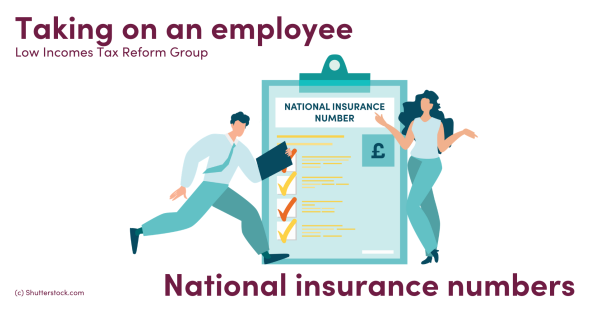 Illustration of a man and woman next to a clipboard about National Insurance