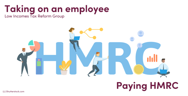 Illustration of people standing around the letters HMRC Illustration of people standing around the letters HMRC