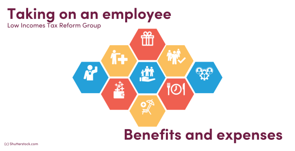 Illustration of icons representing benefits and expenses Illustration of icons representing benefits and expenses