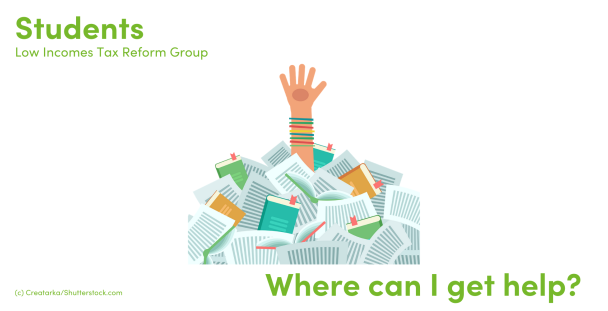 Illustration of a hand appearing from a pile of papers and books Illustration of a hand appearing from a pile of papers and books
