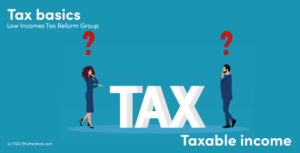 Illustration of a man and woman with questions marks above their heads next to the word tax Illustration of a man and woman with questions marks above their heads next to the word tax