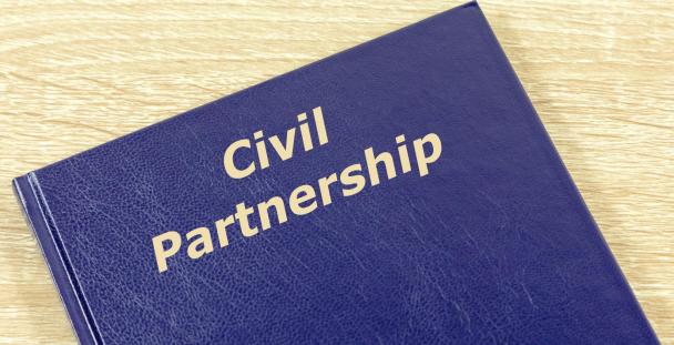 Civil partnerships and the tax consequences book cover displaying civil partnership wording