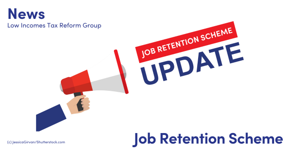 Illustration of a hand holding a megaphone with the words job retention scheme update Illustration of a hand holding a megaphone with the words job retention scheme update