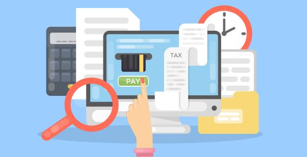 Illustration of person paying their tax bill Illustration of person paying their tax bill