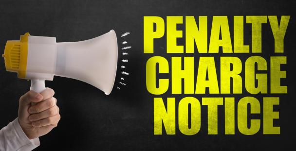 Image of a megaphone and the words penalty charge notice Image of a megaphone and the words penalty charge notice