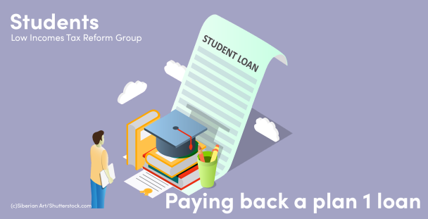 Illustration of a person next to a student loan document Illustration of a person next to a student loan document