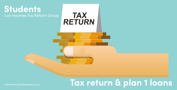 Illustration of a hand holding coins and a tax return sign Illustration of a hand holding coins and a tax return sign