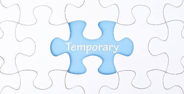 Temporary written on a jigsaw piece to represent temporary workers and job retention scheme (c) Shutterstock / JeJai Images Temporary written on a jigsaw piece to represent temporary workers and job retention scheme (c) Shutterstock / JeJai Images