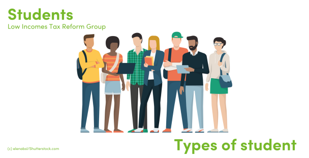 Illustration of a group of students standing in a row Illustration of a group of students standing in a row