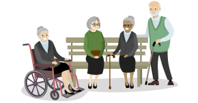 Illustration of elderly people