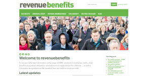 Screenshot of the revenuebenefits home page