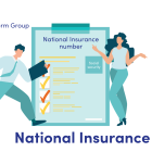Illustration of man and a woman by a clipboard with the words National Insurance number and social security written on it