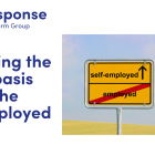 image of a road traffic sign pointing to self-employed