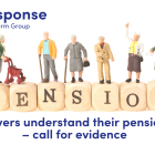 LITRG response - Helping savers understand their pension choices - call for evidence. Illustration of spelt out word PENSION - with people on top of each letter.