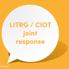Illustration of a speech bubble with LITRG / CIOT joint response written inside