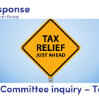 LITRG Response: Treasury Committee inquiry – Tax Reliefs. image of a yellow warning road sign saying TAX RELIEF JUST AHEAD 