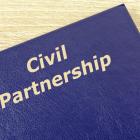 book cover displaying civil partnership wording