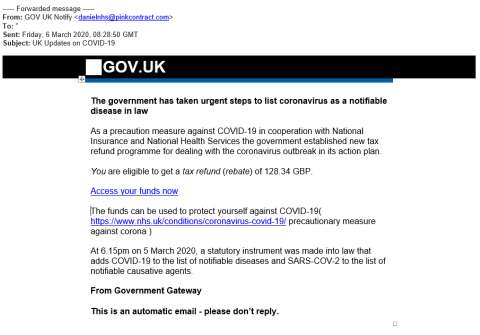 HMRC scam phishing email example