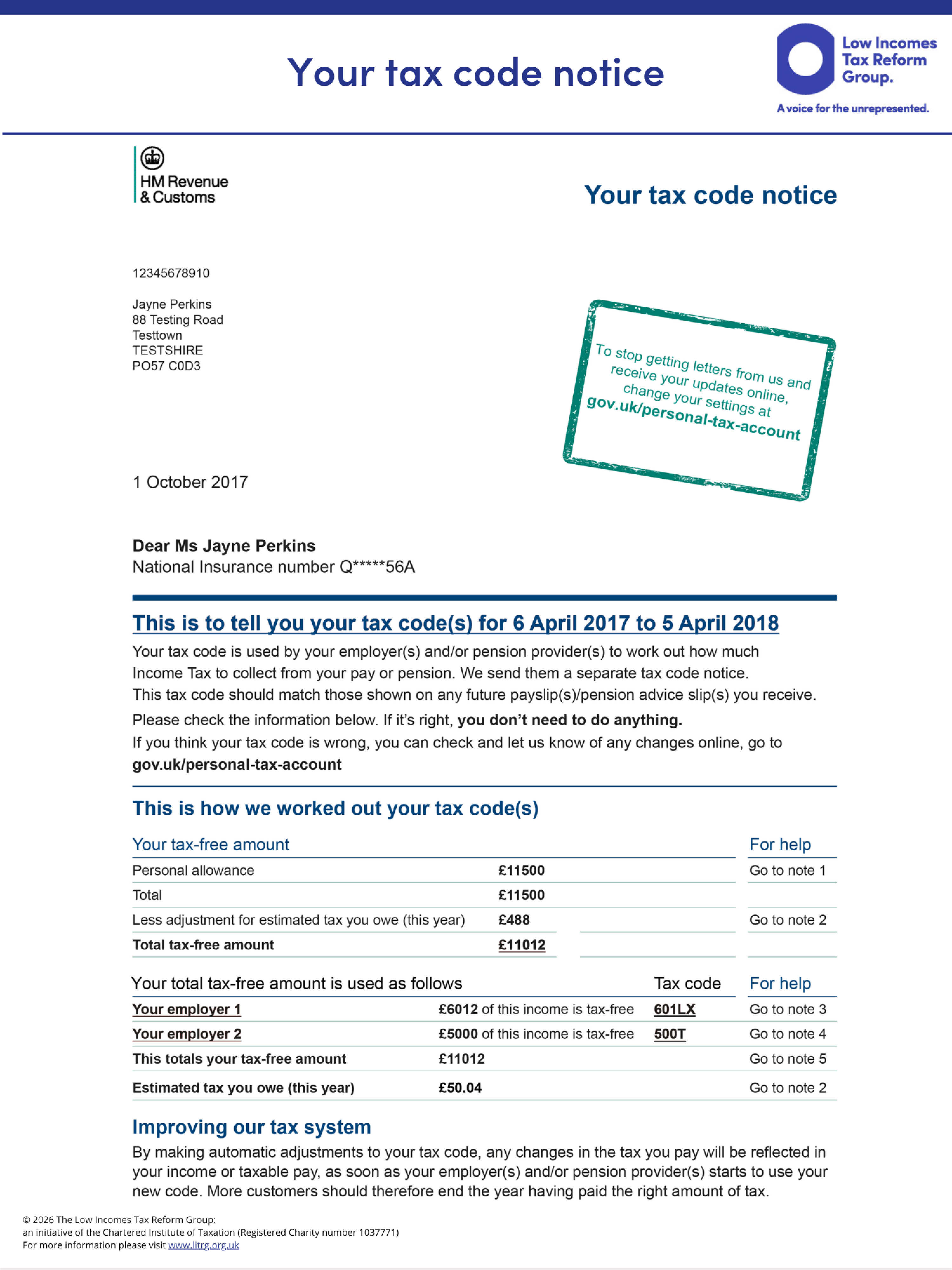 PAYE coding notices | Low Incomes Tax Reform Group