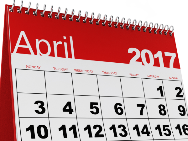 Desk calendar of April 2017