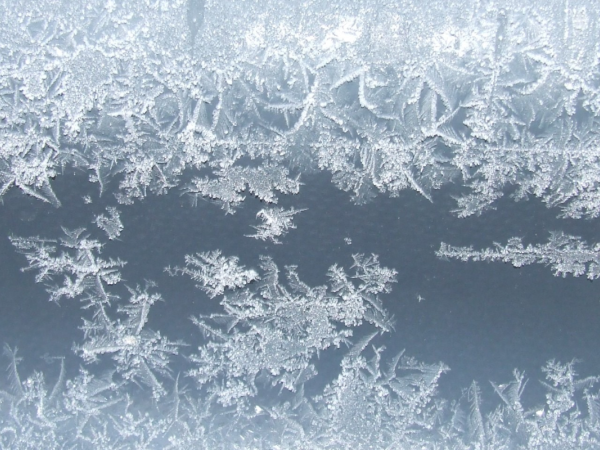 A window iced over 