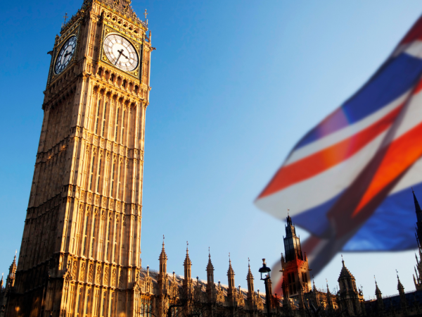 Government building with a British flag