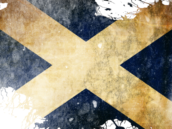 A faded Scottish flag 
