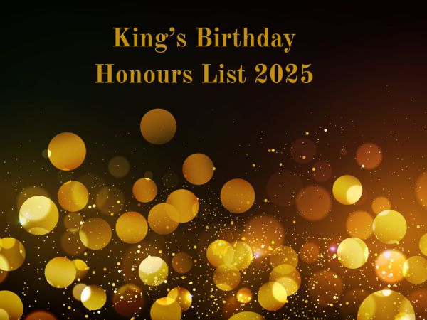 gold confetti and gold writing King's Birthday Honours List 2025 gold confetti and gold writing King's Birthday Honours List 2025