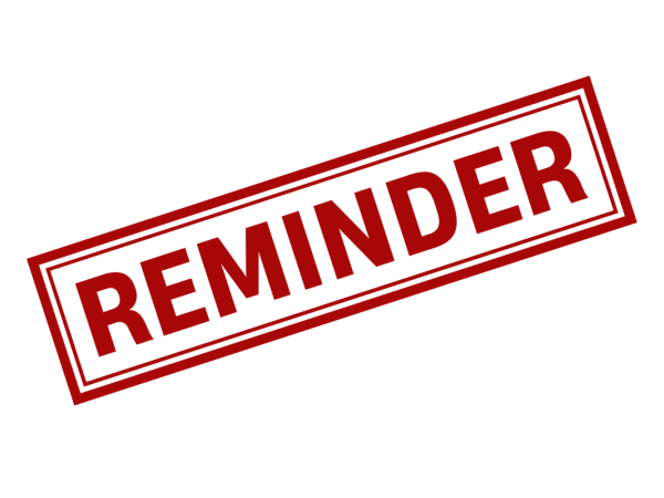 The word 'REMINDER' printed in red against a white background The word 'REMINDER' printed in red against a white background